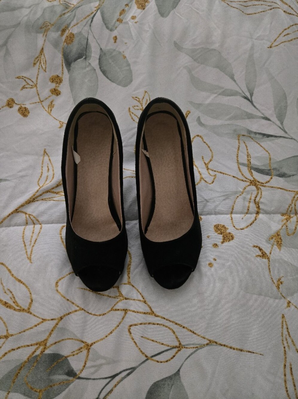 3 Inch Black High Heel Open Toe Pump Shoes Women's Size 6.5